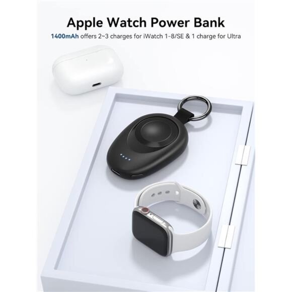 Apple Watch Charger,Portable iWatch Charger Wireless Magnetic 1400mAh PowerBank - Picture 3 of 7